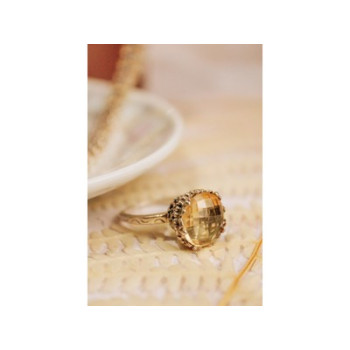 Vintage 925 Sterling Silver Yellow Tourmaline Ring Size 7