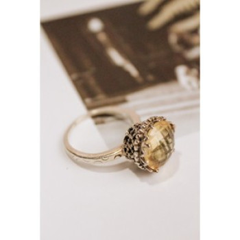 Vintage 925 Sterling Silver Yellow Tourmaline Ring Size 7