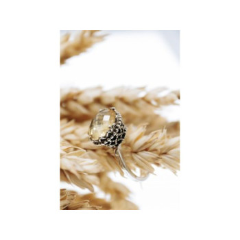 Vintage 925 Sterling Silver Yellow Tourmaline Ring Size 7