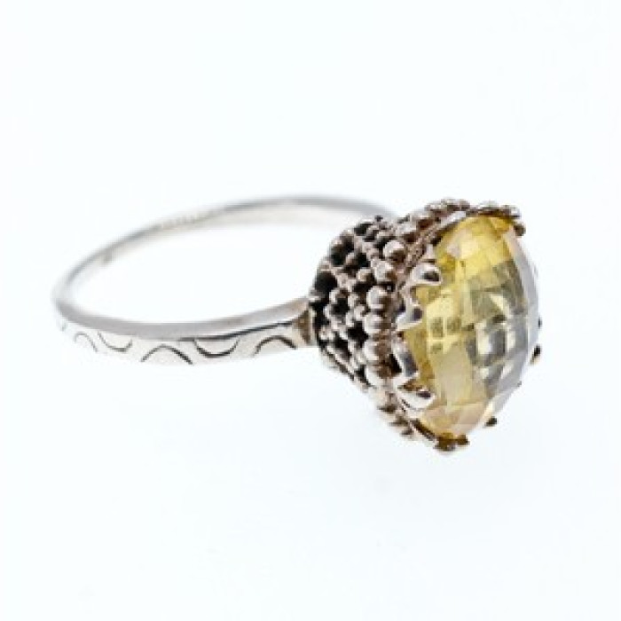 Vintage 925 Sterling Silver Yellow Tourmaline Ring Size 7