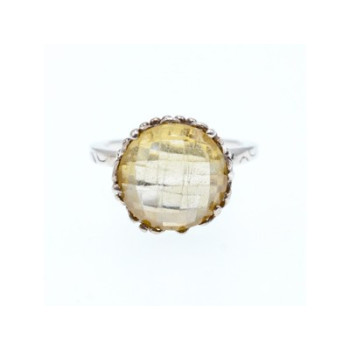 Vintage 925 Sterling Silver Yellow Tourmaline Ring Size 7