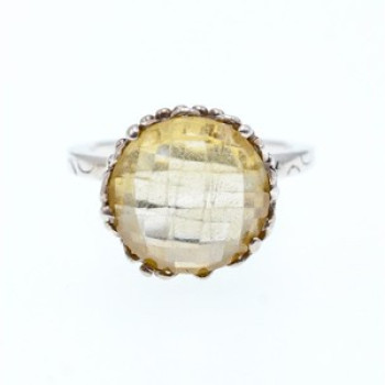 Vintage 925 Sterling Silver Yellow Tourmaline Ring Size 7