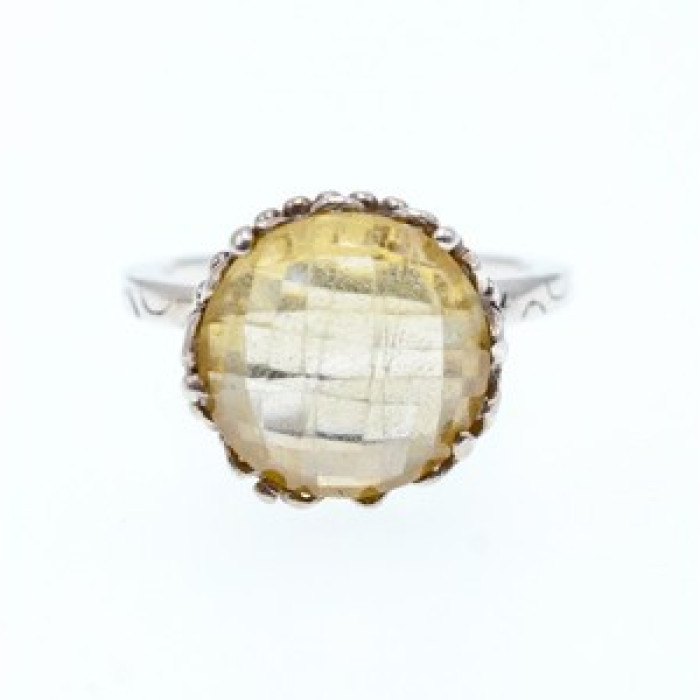 Vintage 925 Sterling Silver Yellow Tourmaline Ring Size 7