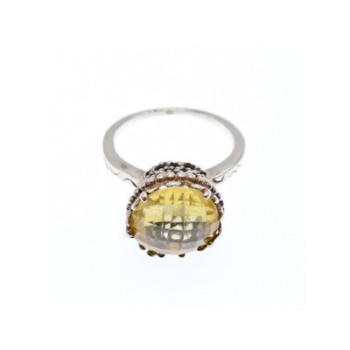 Vintage 925 Sterling Silver Yellow Tourmaline Ring Size 7