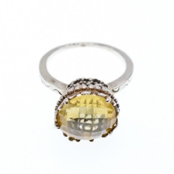 Vintage 925 Sterling Silver Yellow Tourmaline Ring Size 7