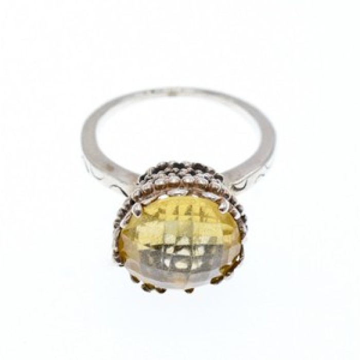 Vintage 925 Sterling Silver Yellow Tourmaline Ring Size 7