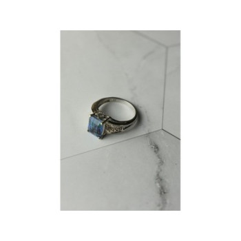 925 Sterling Silver Blue Spinel Ring Size 6.5