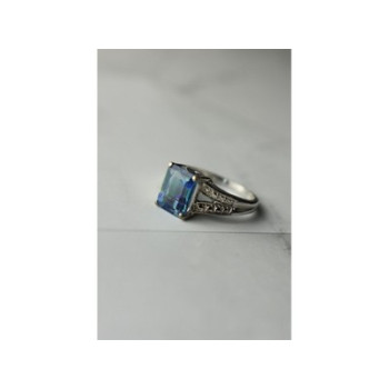 925 Sterling Silver Blue Spinel Ring Size 6.5