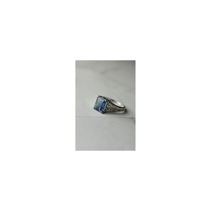925 Sterling Silver Blue Spinel Ring Size 6.5