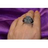 925 Sterling Silver Pyrite & Black Agate Ring Size 8