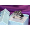 925 Sterling Silver Pyrite & Black Agate Ring Size 8