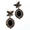 Vintage 925 Sterling Silver Onyx & Marcasites Earrings