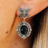 Vintage 925 Sterling Silver Onyx & Marcasites Earrings