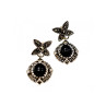 Vintage 925 Sterling Silver Onyx & Marcasites Earrings
