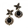 Vintage 925 Sterling Silver Onyx & Marcasites Earrings
