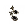 Vintage 925 Sterling Silver Onyx & Marcasites Earrings