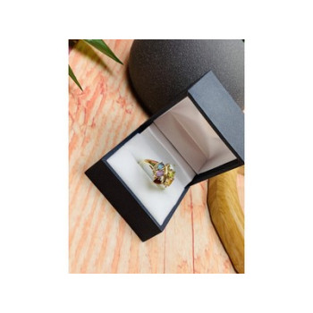 925 Sterling Silver Multi Gemstones Ring Size 9