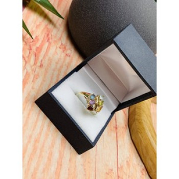 925 Sterling Silver Multi Gemstones Ring Size 9