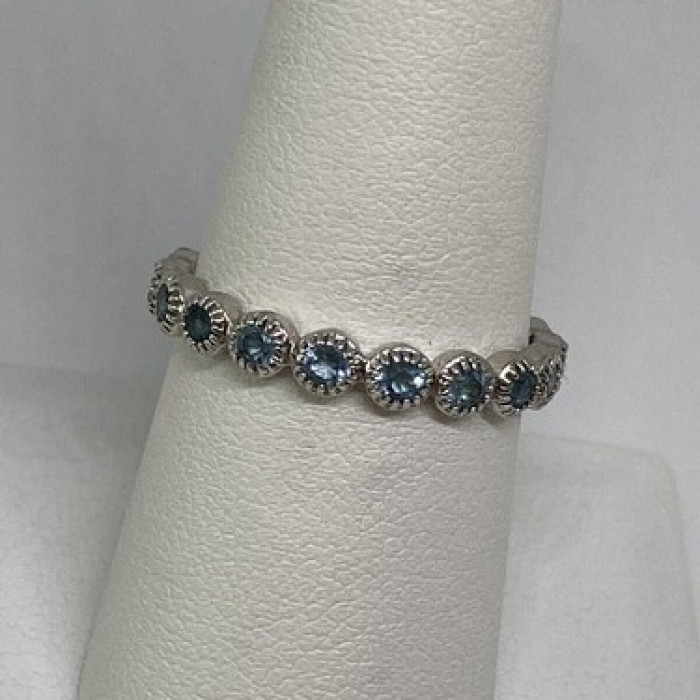 925 Sterling Silver Topaz Band Ring Size 8