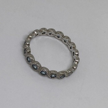 925 Sterling Silver Topaz Band Ring Size 8