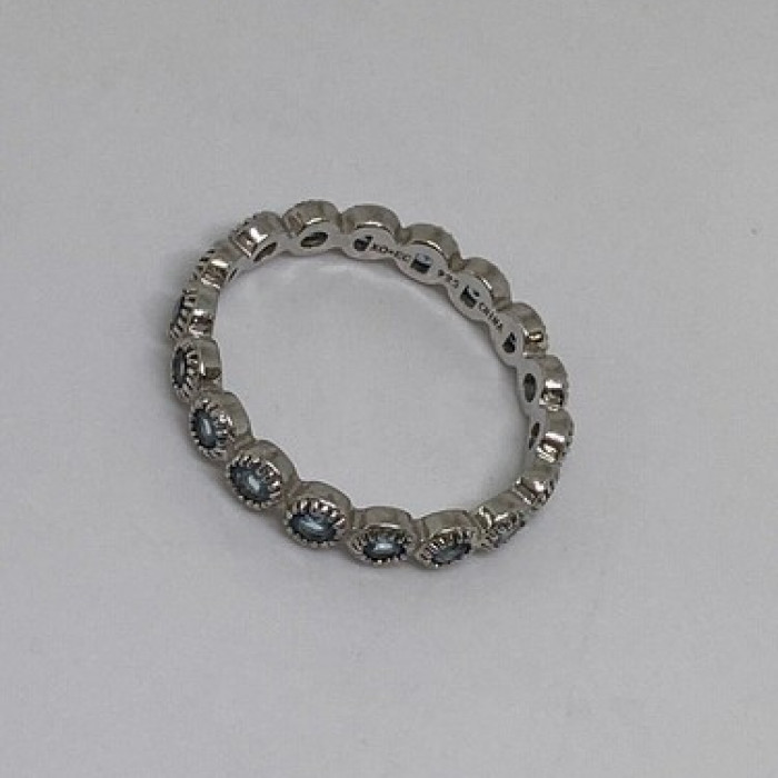 925 Sterling Silver Topaz Band Ring Size 8