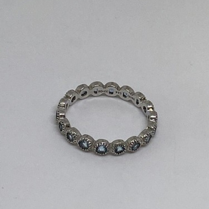 925 Sterling Silver Topaz Band Ring Size 8