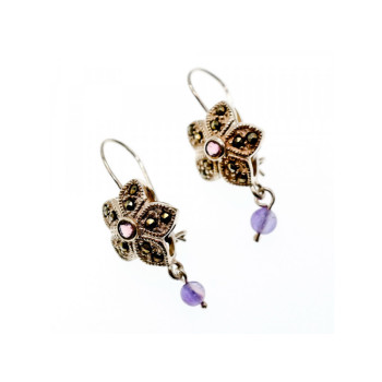 925 Sterling Silver Amethyst & Marcasites 