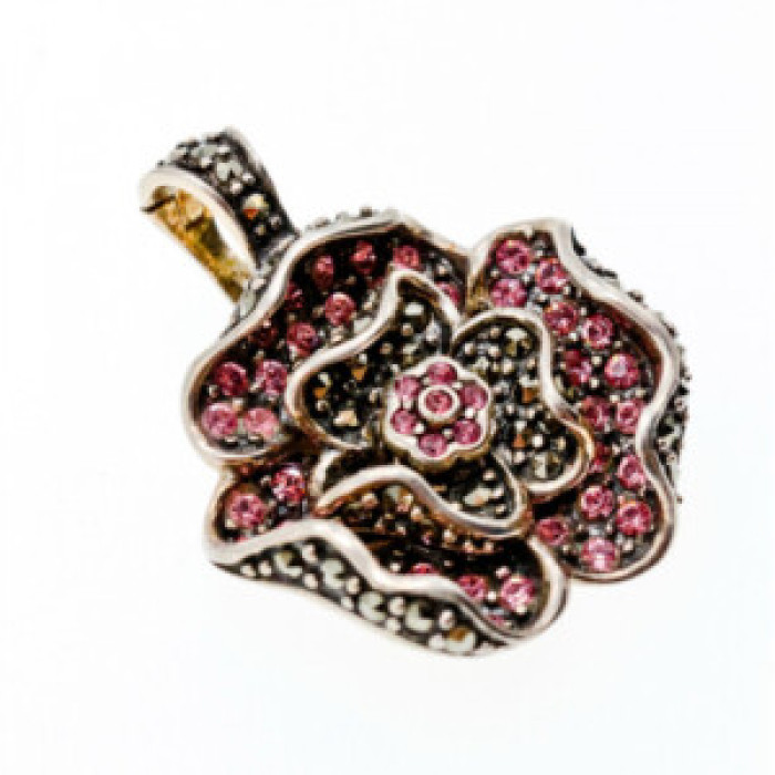 925 Sterling Silver Spinel & Marcasites 