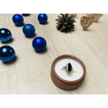 925 Sterling Silver Black Nephrite Ring Size 6.5