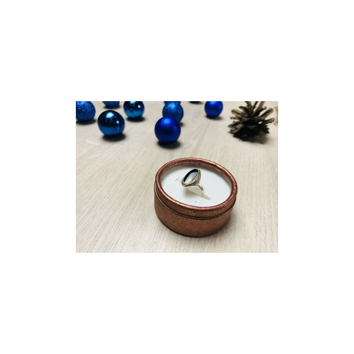 925 Sterling Silver Black Nephrite Ring Size 6.5