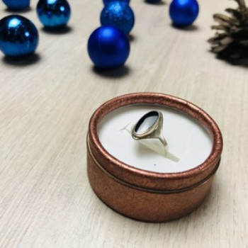 925 Sterling Silver Black Nephrite Ring Size 6.5