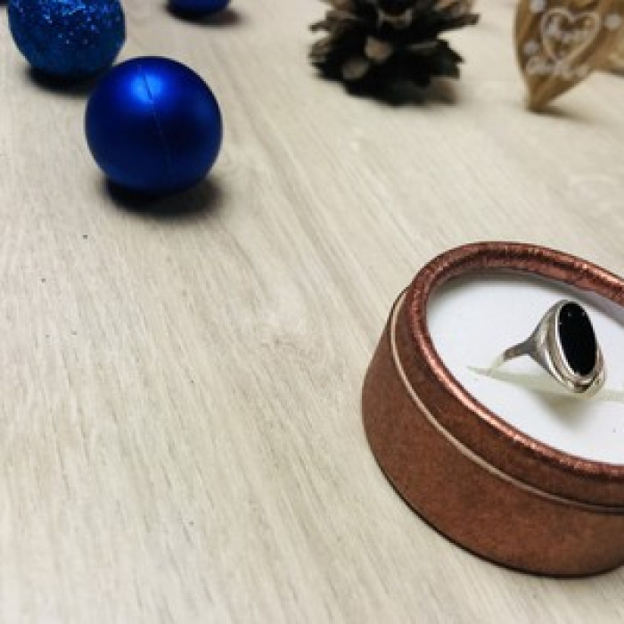 925 Sterling Silver Black Nephrite Ring Size 6.5