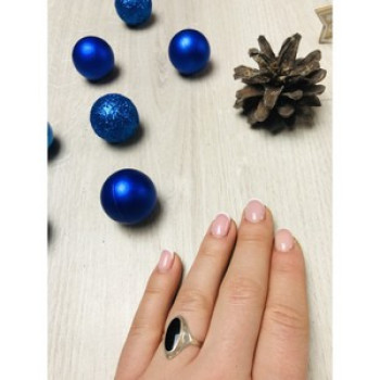 925 Sterling Silver Black Nephrite Ring Size 6.5