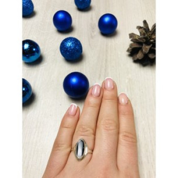 925 Sterling Silver Black Nephrite Ring Size 6.5