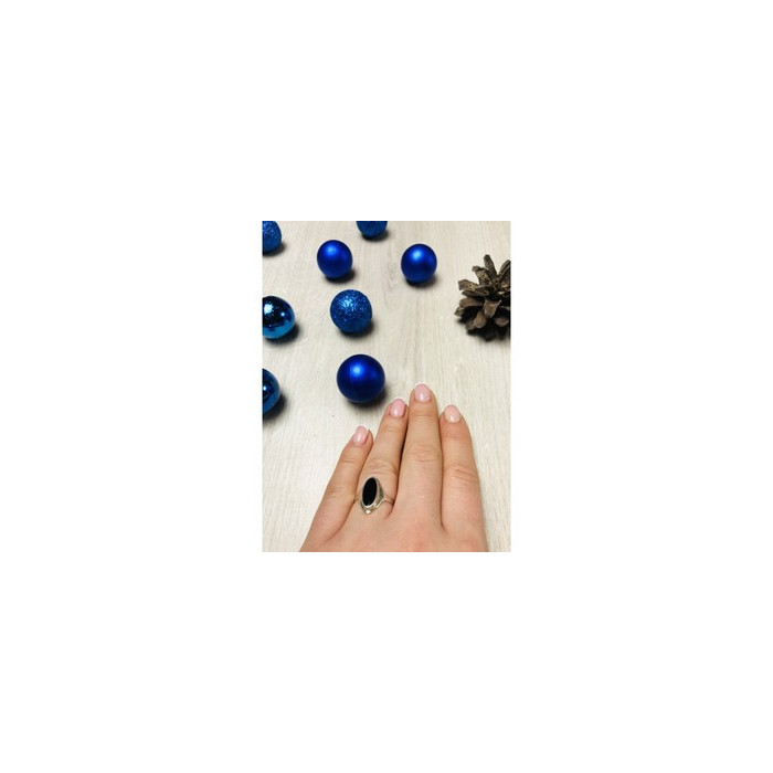 925 Sterling Silver Black Nephrite Ring Size 6.5