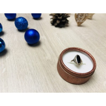 925 Sterling Silver Black Nephrite Ring Size 6.5