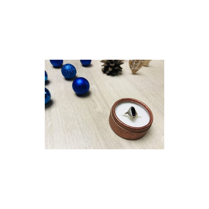 925 Sterling Silver Black Nephrite Ring Size 6.5