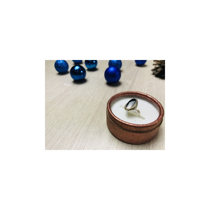 925 Sterling Silver Black Nephrite Ring Size 6.5