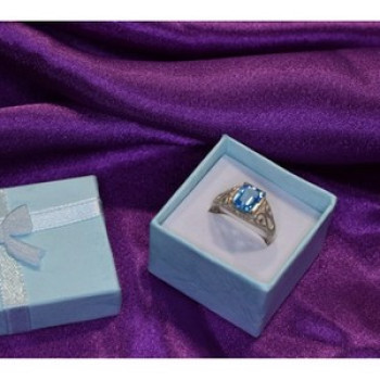 925 Sterling Silver Blue Topaz Openwork Ring Size 6.5