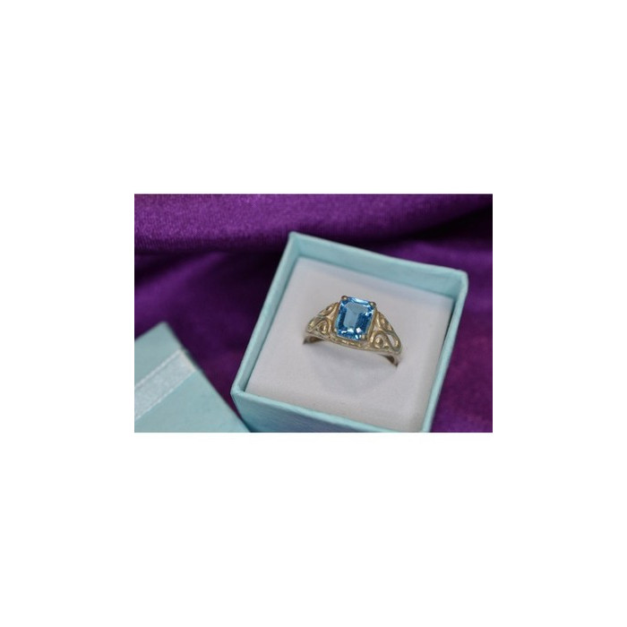 925 Sterling Silver Blue Topaz Openwork Ring Size 6.5
