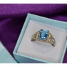 925 Sterling Silver Blue Topaz Openwork Ring Size 6.5