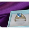 925 Sterling Silver Blue Topaz Openwork Ring Size 6.5