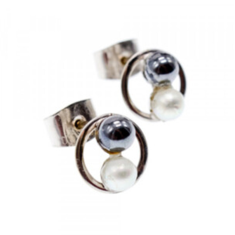 10K White Gold Pearls Earrings Italy