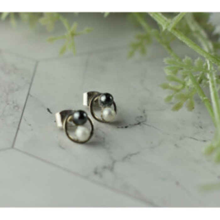 10K White Gold Pearls Earrings Italy