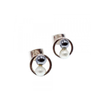 10K WHITE GOLD PEARLS EARRINGS  ITALY