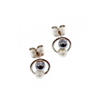 10K WHITE GOLD PEARLS EARRINGS  ITALY