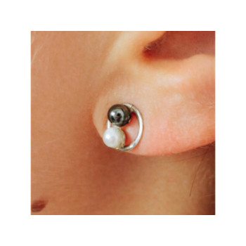 10K WHITE GOLD PEARLS EARRINGS  ITALY