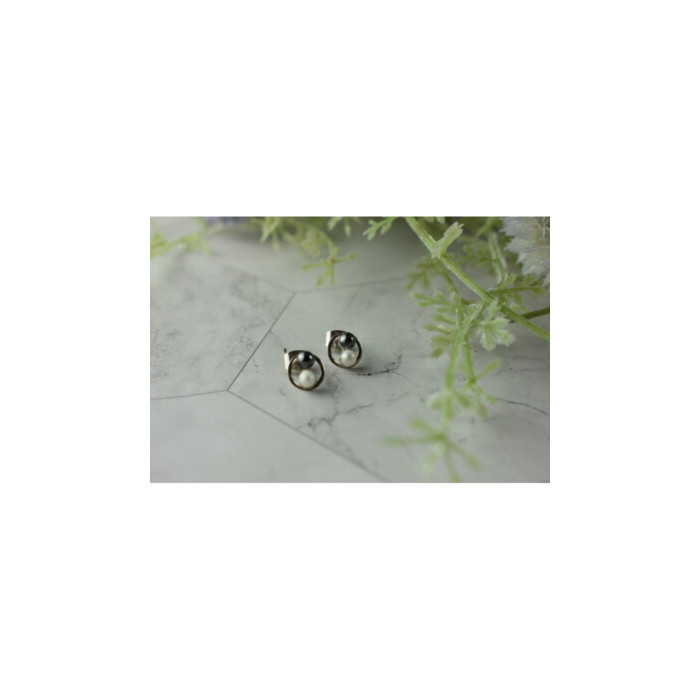 10K WHITE GOLD PEARLS EARRINGS  ITALY