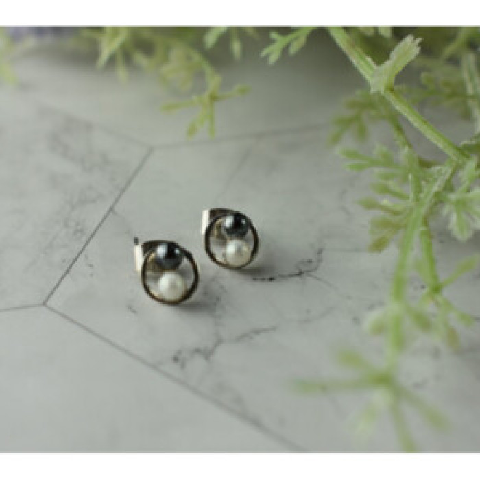 10K White Gold Pearls Earrings Italy