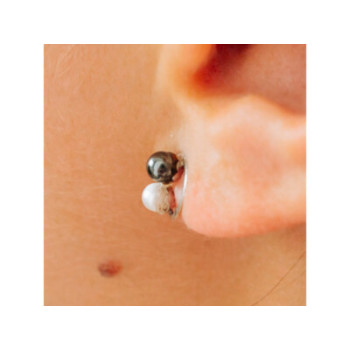 10K WHITE GOLD PEARLS EARRINGS  ITALY